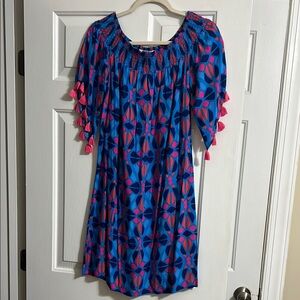 Escapada Off the Shoulder Colorful Dress with Tassels Size Large